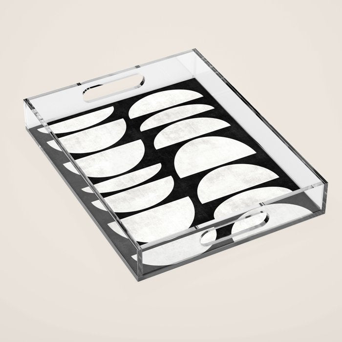 Mid-Century Modern Pattern No.8 - Black and White Acrylic Tray Gallery Image 1