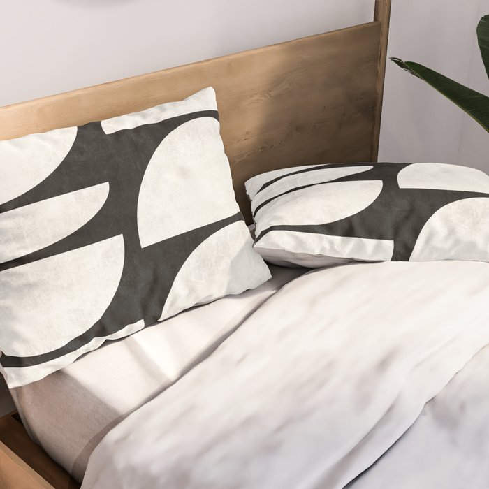 Mid-Century Modern Pattern No.8 - Black and White Pillow Sham Gallery Image 2