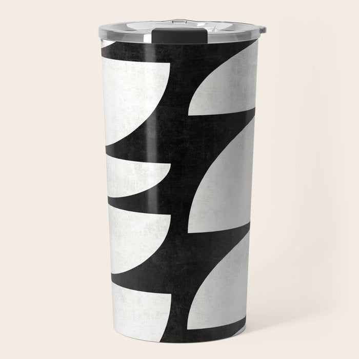 Mid-Century Modern Pattern No.8 - Black and White Travel Mug Gallery Image 1
