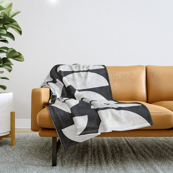 Mid-Century Modern Pattern No.8 - Black and White Throw Blanket Gallery Image 1
