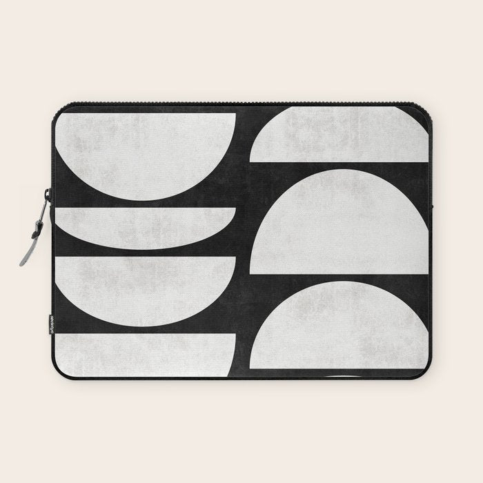 Mid-Century Modern Pattern No.8 - Black and White Laptop Sleeve Gallery Image 1