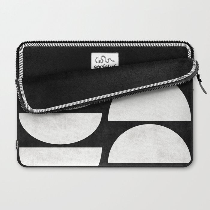 Mid-Century Modern Pattern No.8 - Black and White Laptop Sleeve Gallery Image 2