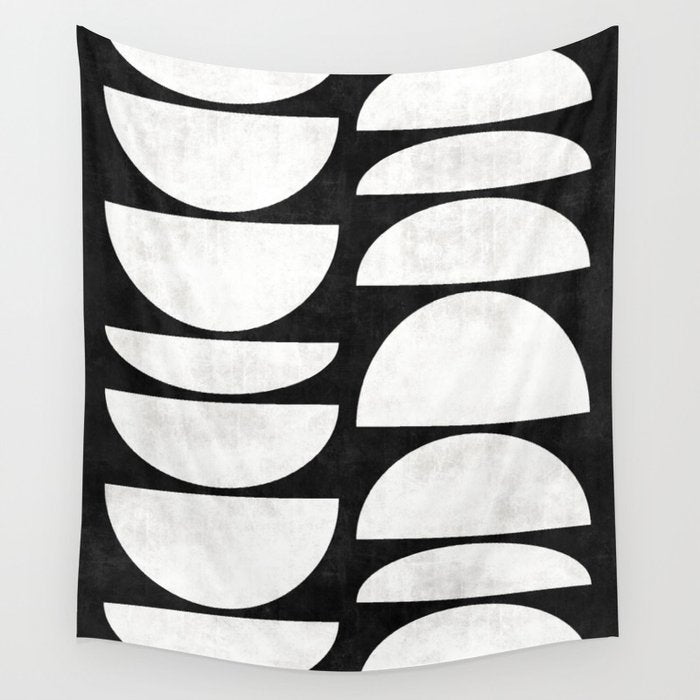 Mid-Century Modern Pattern No.8 - Black and White Wall Tapestry Gallery Image 4