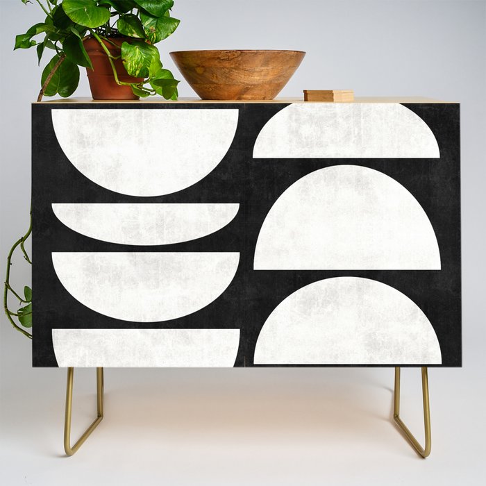Mid-Century Modern Pattern No.8 - Black and White Credenza Gallery Image 1