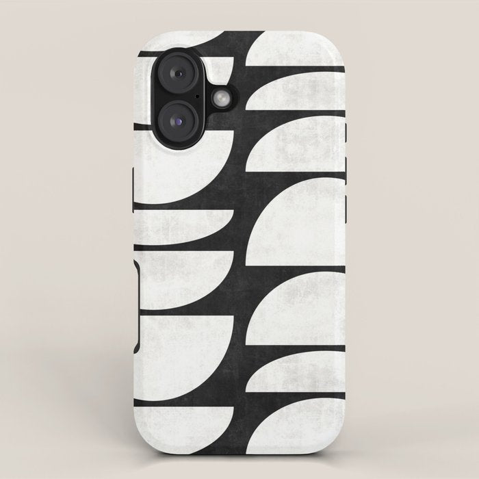 Mid-Century Modern Pattern No.8 - Black and White iPhone Case Gallery Image 1