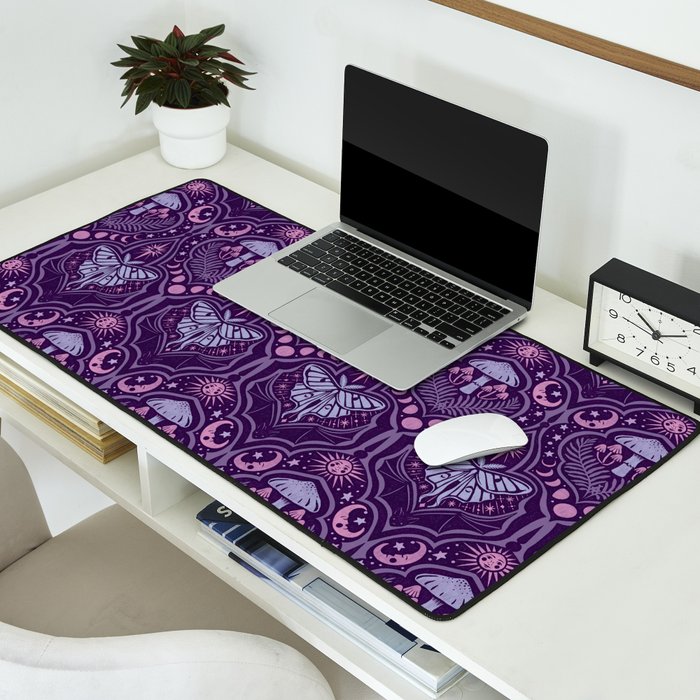 Celestial Forest Damask - Violet Desk Mat Gallery Image 2
