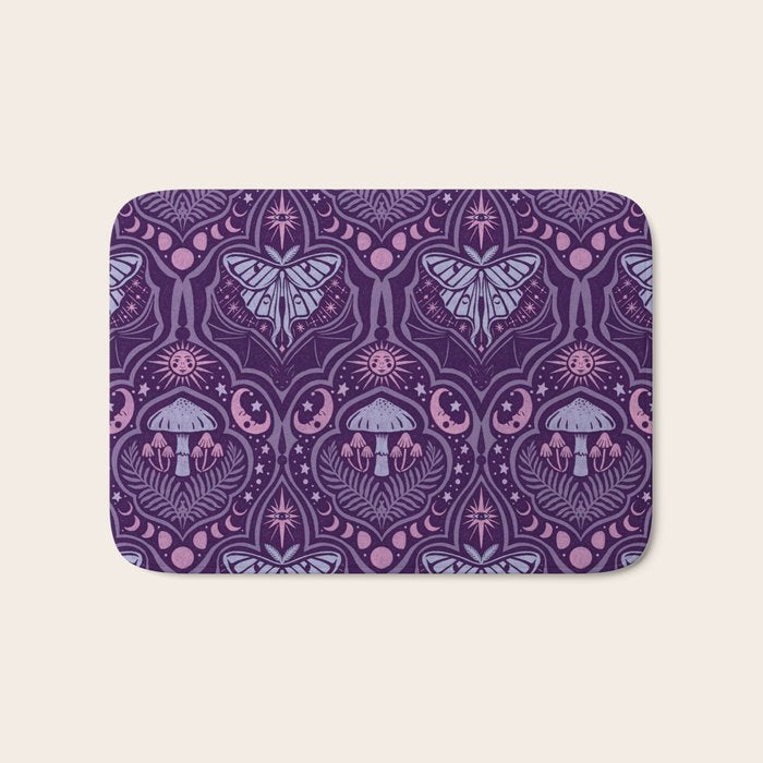 Celestial Forest Damask - Violet Bath Mat Gallery Image 1