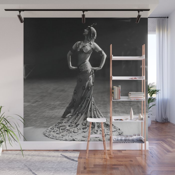 1920 Spanish Flamenco dancer vintage starlet Ruth St Denis black and white photograph  Wall Mural Gallery Image 1