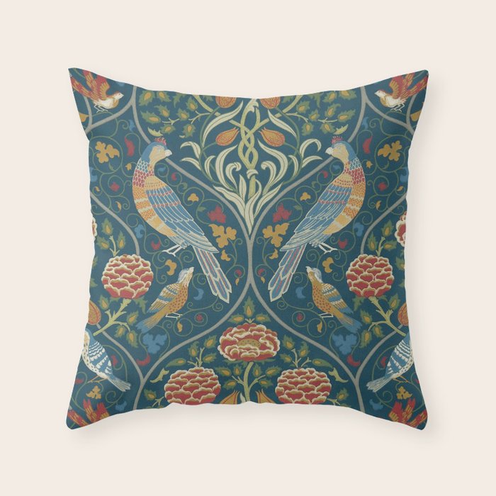 William Morris Seasons by May Melsetter Indigo Blue Throw Pillow Gallery Image 6