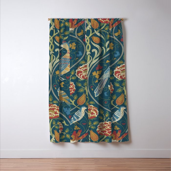 William Morris Seasons by May Melsetter Indigo Blue Window Curtain Gallery Image 3
