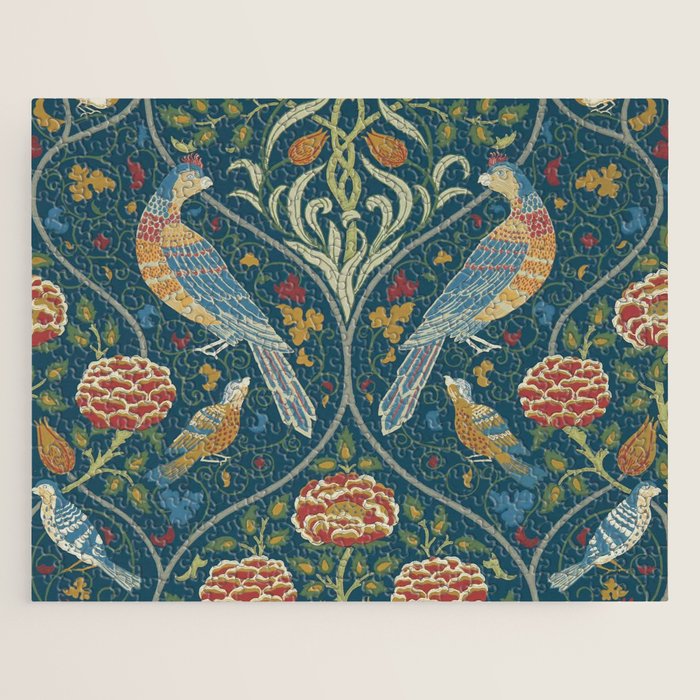 William Morris Seasons by May Melsetter Indigo Blue Jigsaw Puzzle Gallery Image 1