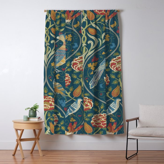 William Morris Seasons by May Melsetter Indigo Blue Window Curtain Gallery Image 5