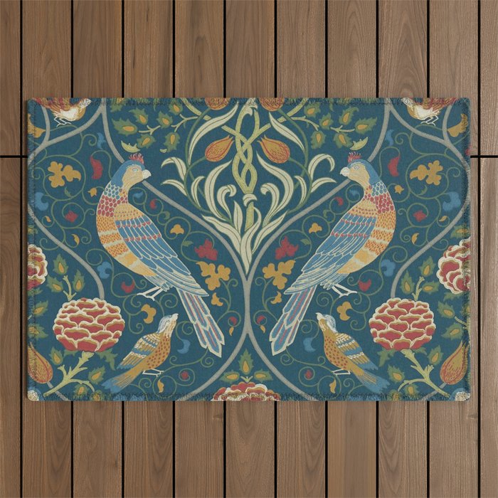William Morris Seasons by May Melsetter Indigo Blue Outdoor Rug Gallery Image 1