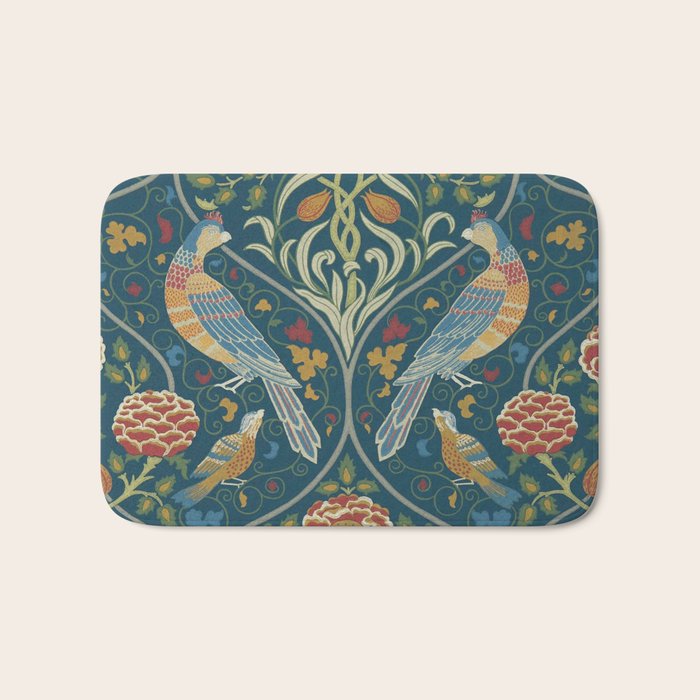 William Morris Seasons by May Melsetter Indigo Blue Bath Mat Gallery Image 1