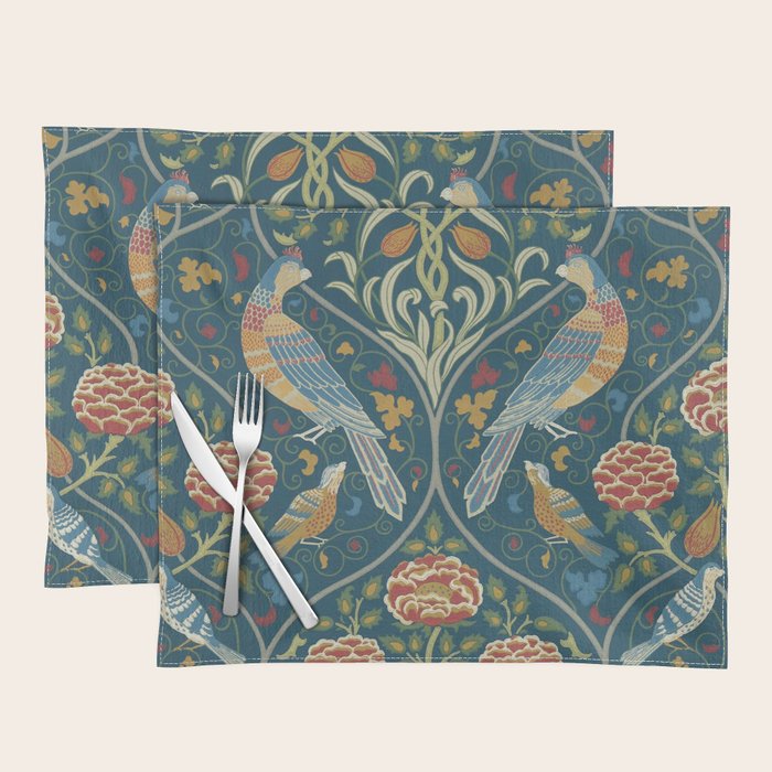 William Morris Seasons by May Melsetter Indigo Blue Placemat Gallery Image 1