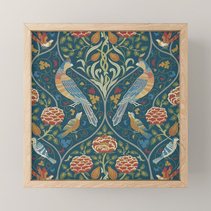 William Morris Seasons by May Melsetter Indigo Blue Mini Art Print Gallery Image 1