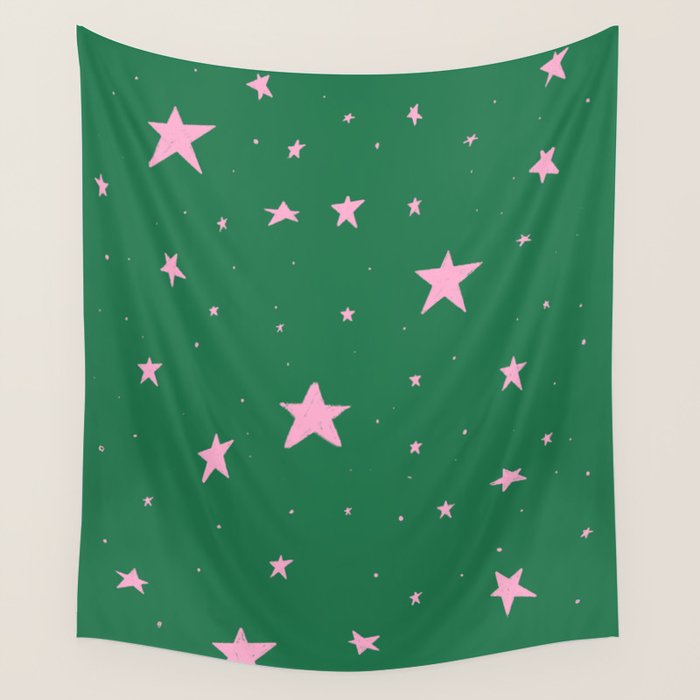 Pink nighttime stars  Wall Tapestry Gallery Image 4