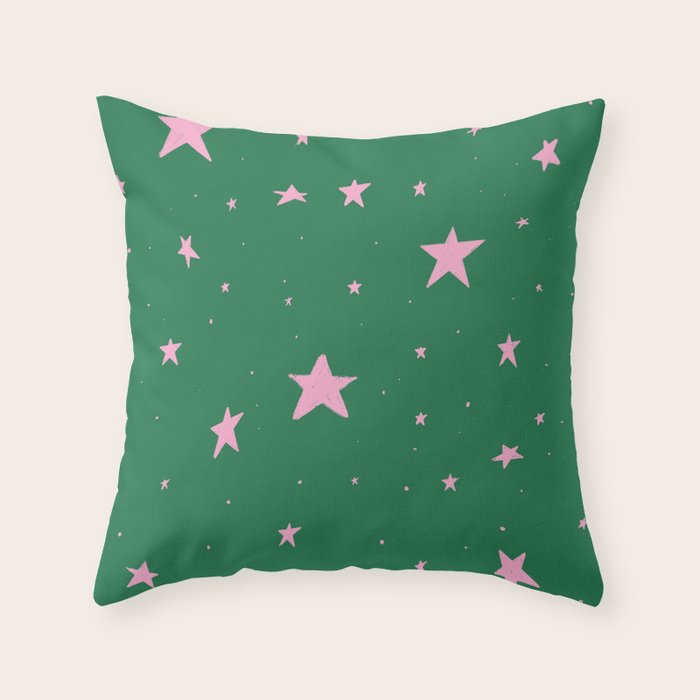 Pink nighttime stars  Throw Pillow Gallery Image 6