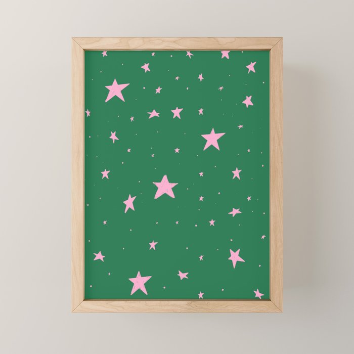 Pink nighttime stars  Mini Art Print Gallery Image 1