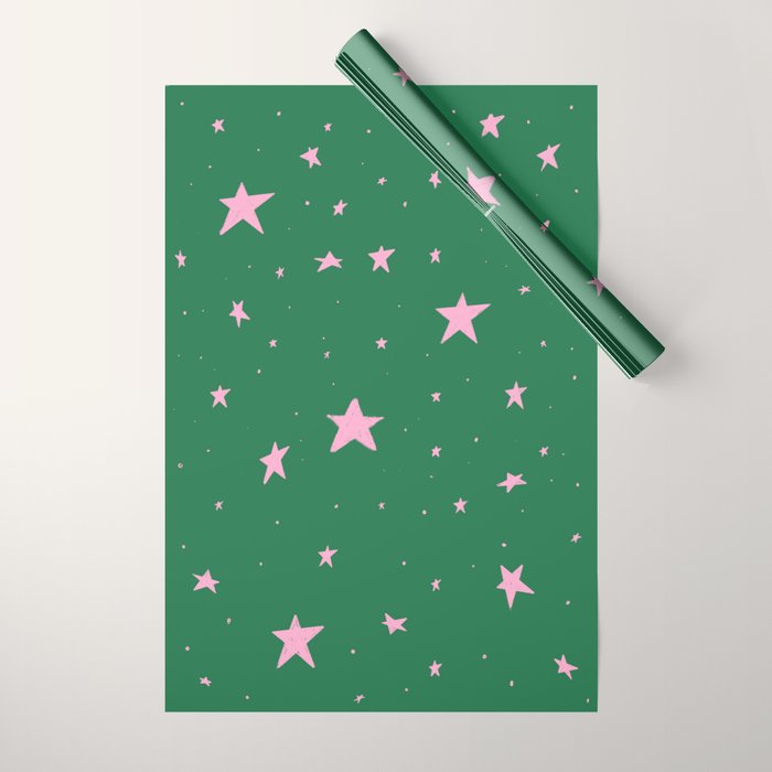 Pink nighttime stars  Wrapping Paper Gallery Image 1