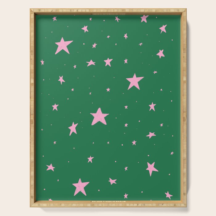 Pink nighttime stars  Serving Tray Gallery Image 1