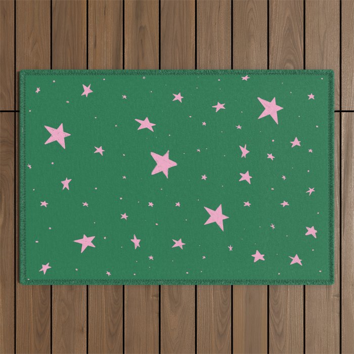Pink nighttime stars  Outdoor Rug Gallery Image 1