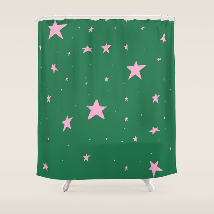 Pink nighttime stars  Shower Curtain Gallery Image 1