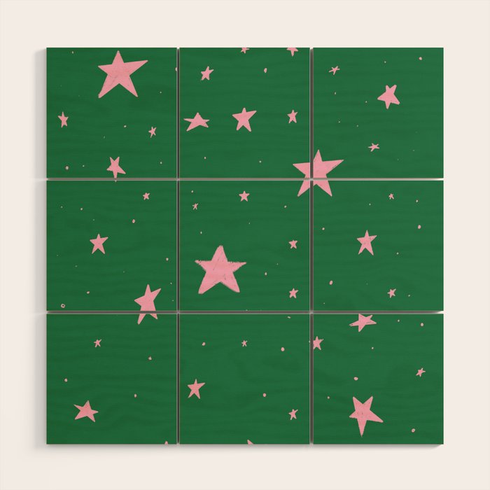 Pink nighttime stars  Wood Wall Art Gallery Image 1