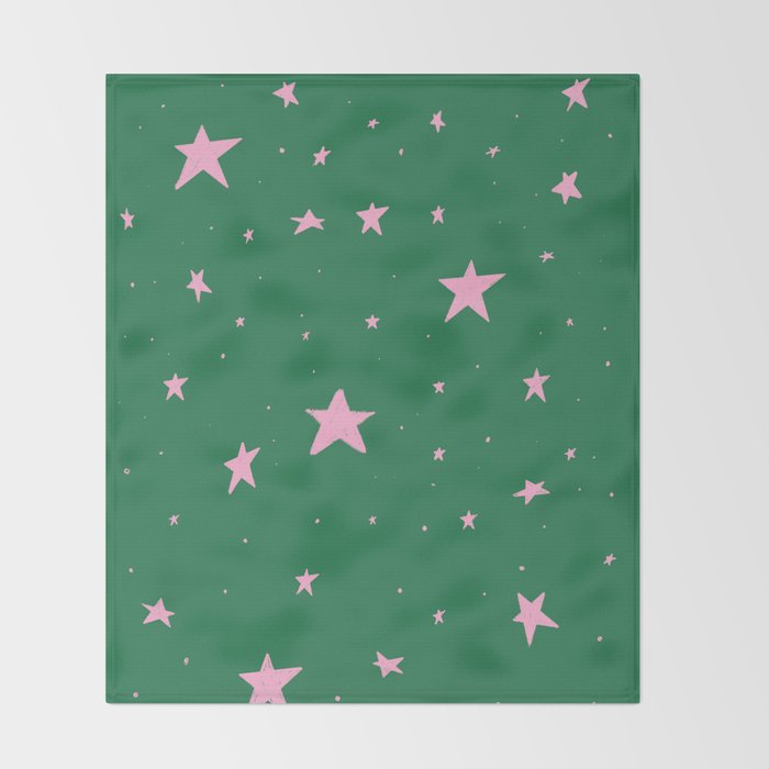 Pink nighttime stars  Throw Blanket Gallery Image 2
