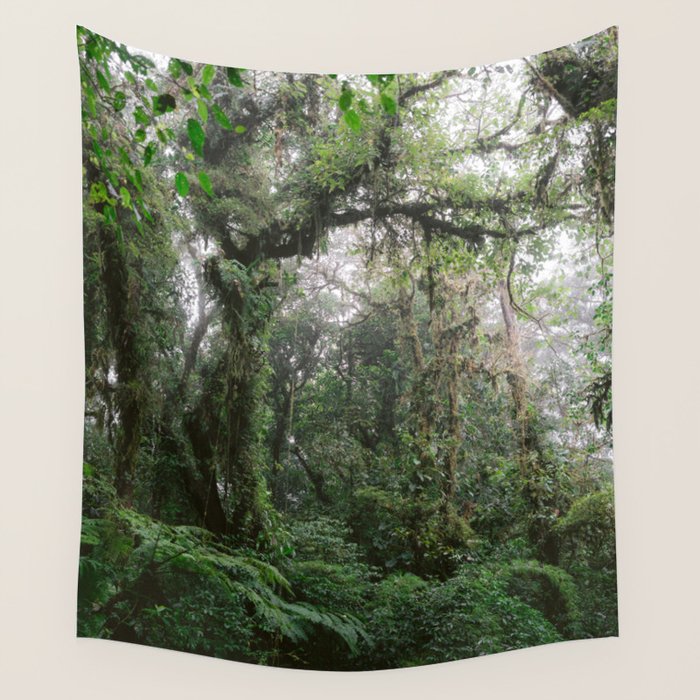 Monteverde Cloud forest | Costa Rica nature eco travel photography | Shades of green Wall Tapestry Gallery Image 4