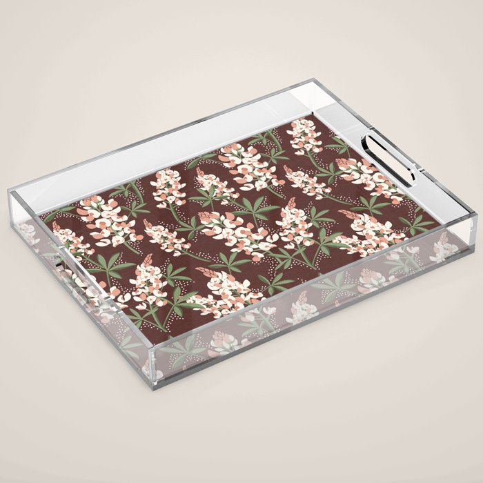 Bluebonnet Floral Brown Peach Multi Acrylic Tray Gallery Image 1