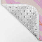 Pink and Red Flower Block Print Illustration Bath Mat Gallery Image 2