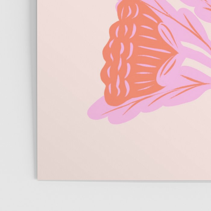 Pink and Red Flower Block Print Illustration Poster Gallery Image 3