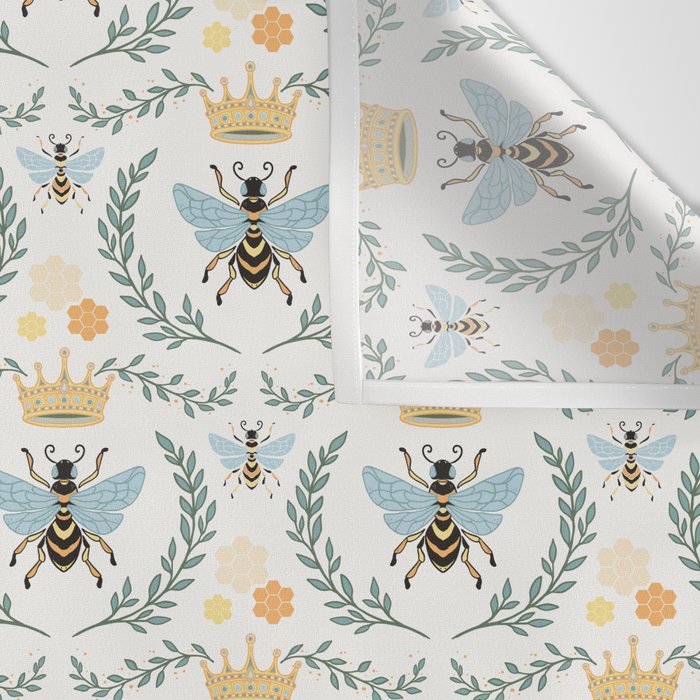 Queen Bee with Gold Crown and Laurel Frame Wall Tapestry Gallery Image 3