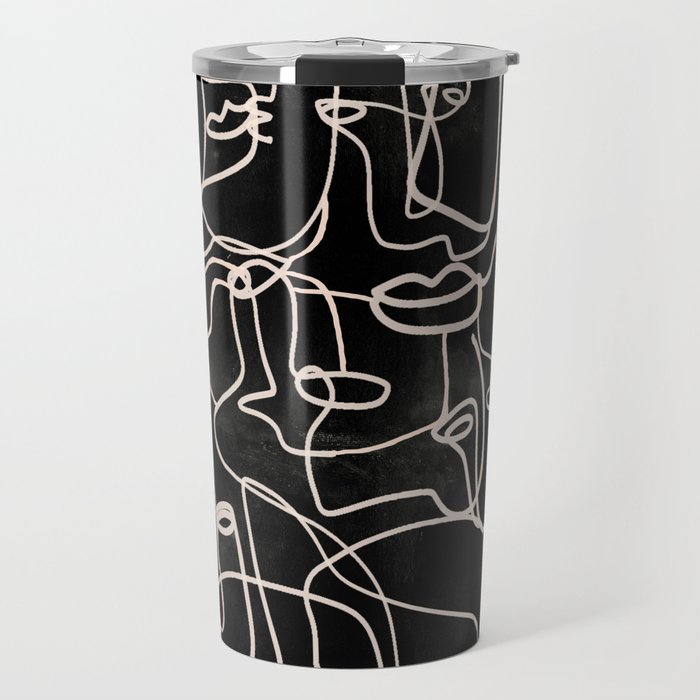 abstract line art faces 4 Travel Mug Gallery Image 1