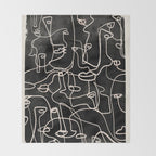 abstract line art faces 4 Throw Blanket Gallery Image 2