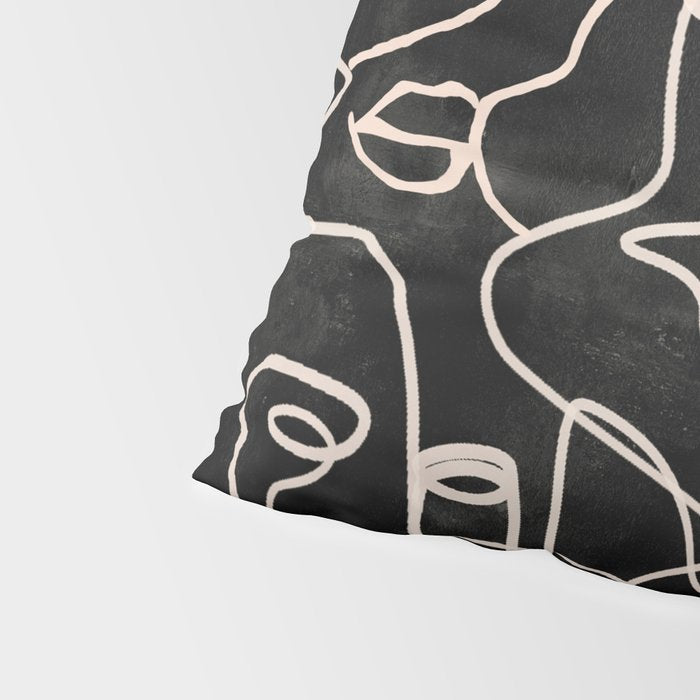 abstract line art faces 4 Pillow Sham Gallery Image 4