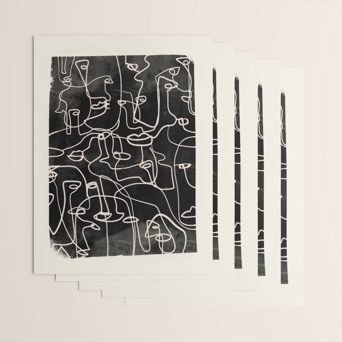 abstract line art faces 4 Wrapping Paper Gallery Image 3