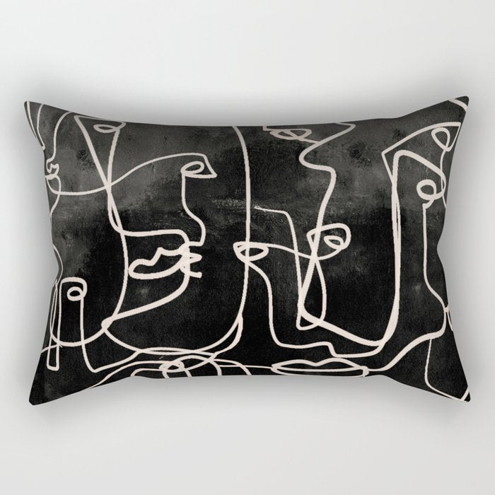 abstract line art faces 4 Rectangular Pillow Gallery Image 2