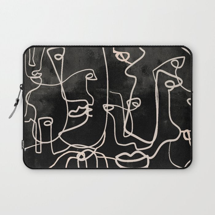 abstract line art faces 4 Laptop Sleeve Gallery Image 1