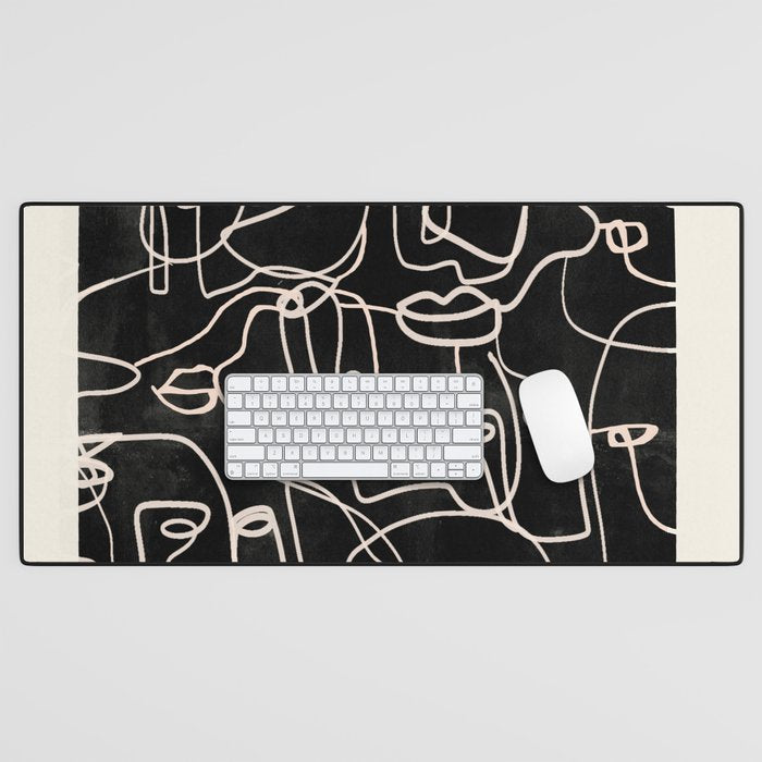abstract line art faces 4 Desk Mat Gallery Image 1