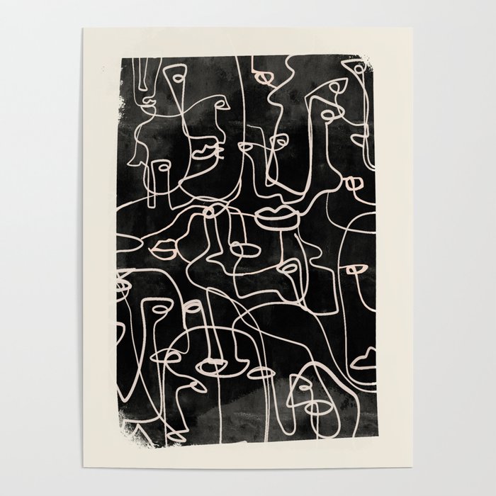 abstract line art faces 4 Poster Gallery Image 1