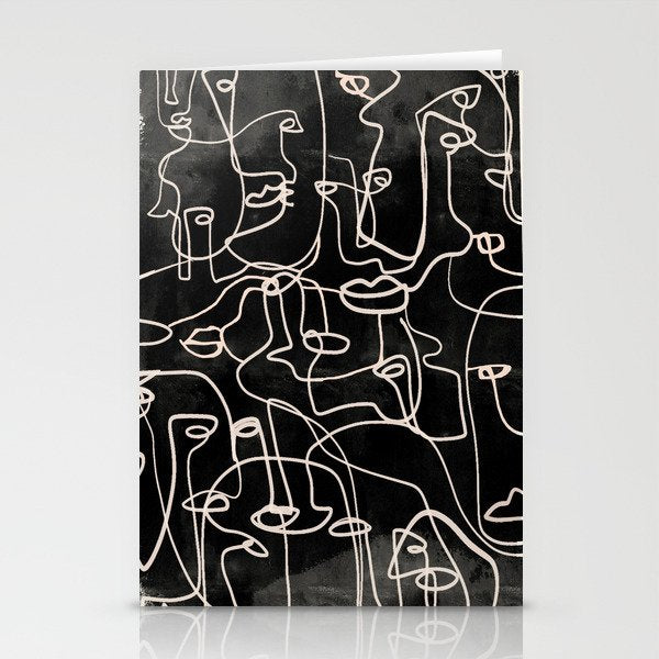 abstract line art faces 4 Stationery Card Gallery Image 1