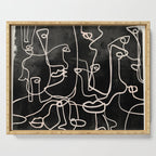 abstract line art faces 4 Serving Tray Gallery Image 1