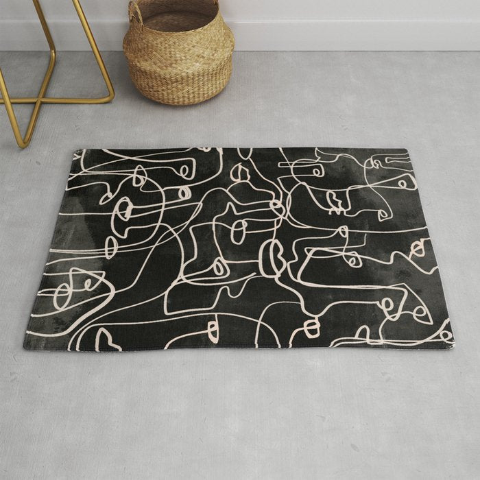abstract line art faces 4 Rug Gallery Image 1