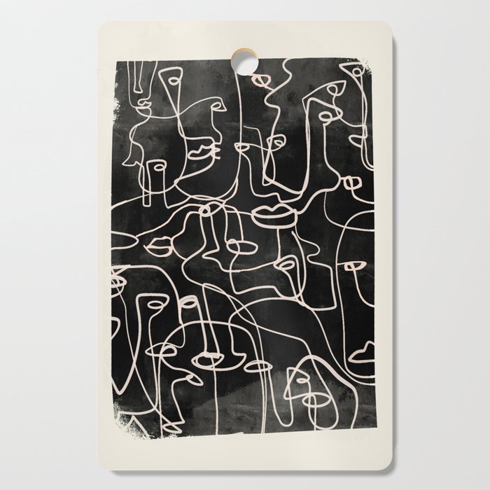 abstract line art faces 4 Cutting Board Gallery Image 1