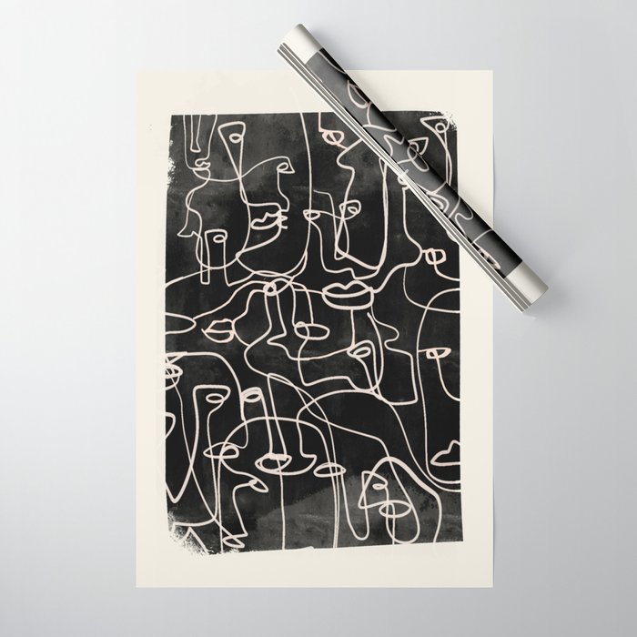 abstract line art faces 4 Wrapping Paper Gallery Image 1