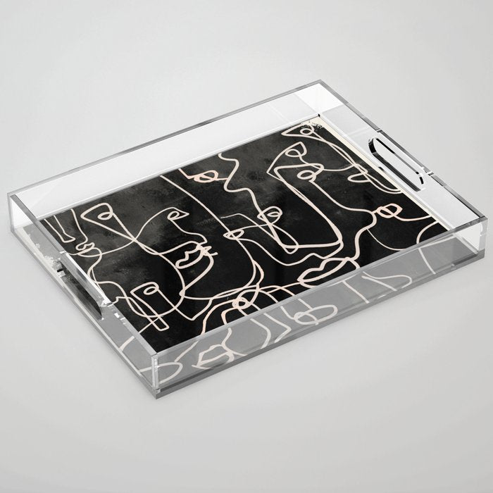 abstract line art faces 4 Acrylic Tray Gallery Image 1