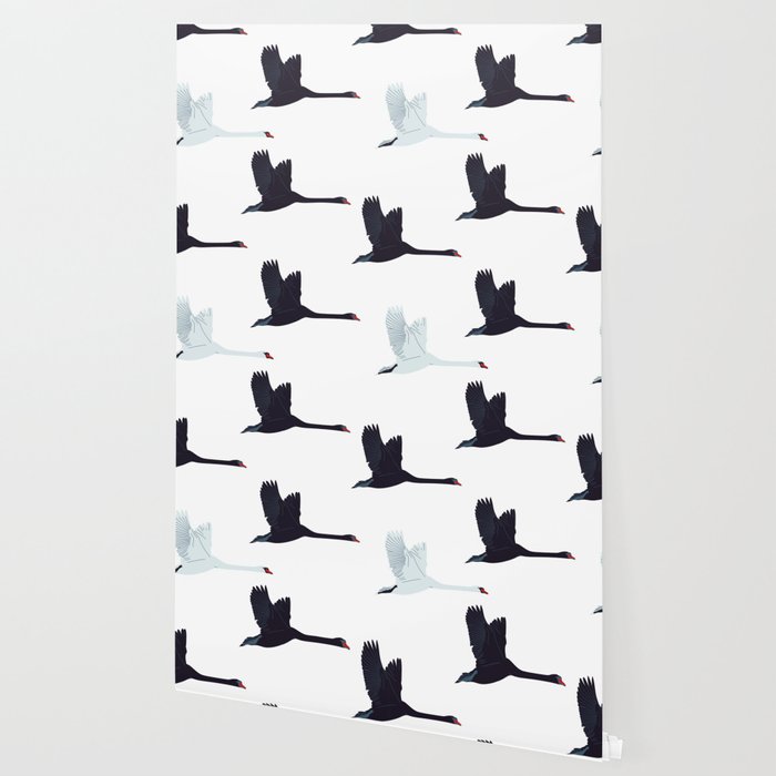 Flying Elegant Swan Pattern Wallpaper Gallery Image 2