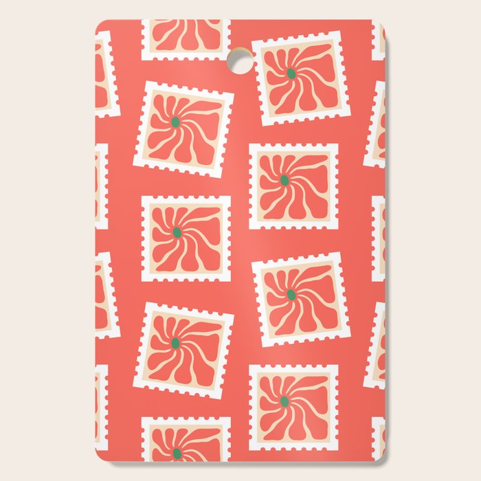 Vintage flower postage stamp pattern Cutting Board Gallery Image 1